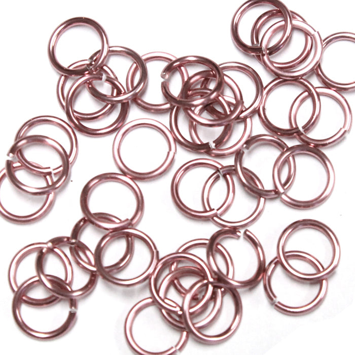 SHINY PINK 7mm 16 GA AWG Jump Rings / sawcut round open anodized aluminum