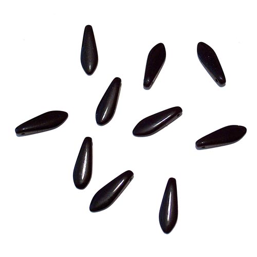 JET BLACK Dagger Beads / 25 Pack / 15 x 6mm Czech glass jewelry beads