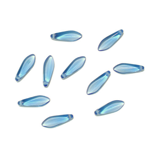 Sapphire Blue Clear Dagger Beads / 25 Pack / 15 x 6mm Czech glass jewelry beads