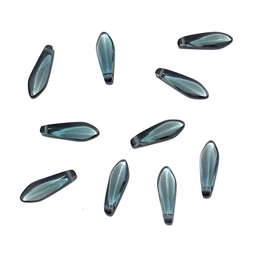 MONTANA BLUE CLEAR Dagger Beads / 25 Pack / 15 x 6mm Czech glass jewelry beads