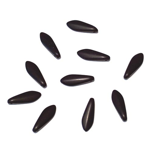 Black Matte Dagger Beads / 200 Bead Factory Pack / 15 x 6mm Czech glass jewelry beads