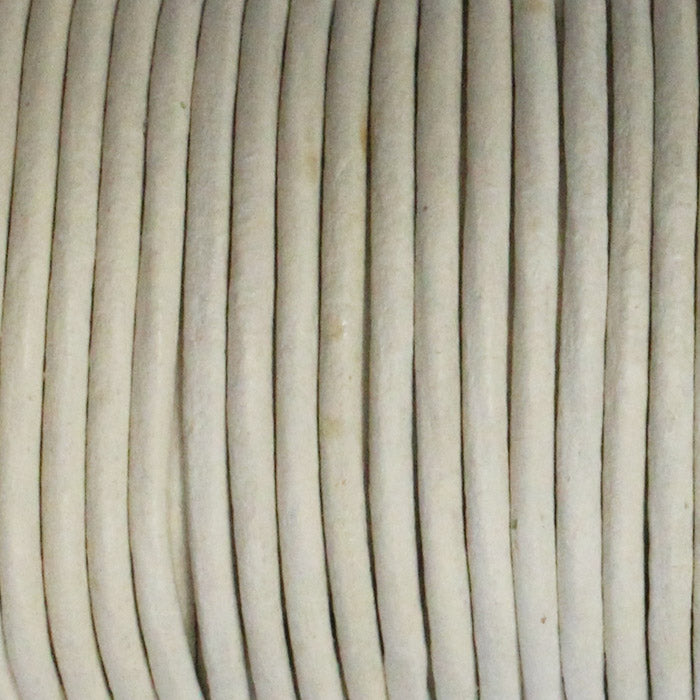 NATURAL WHITE 2mm Round Leather Cord / sold by the meter / made in India