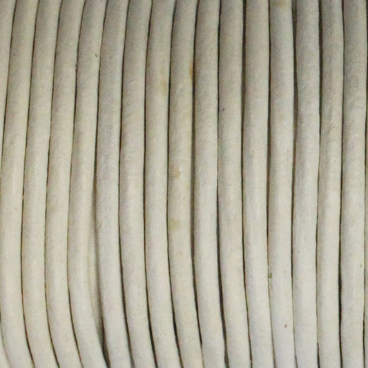 NATURAL WHITE 2mm Round Leather Cord / sold by the meter / made in India
