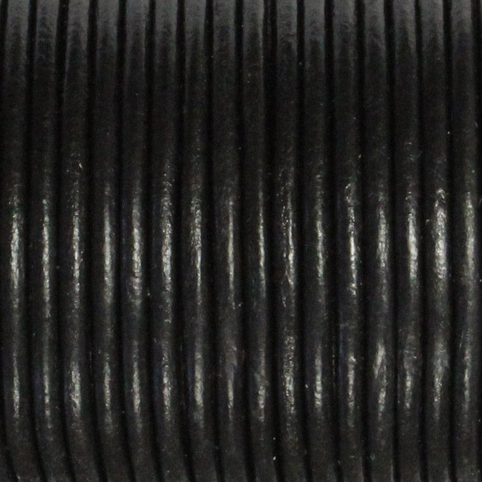 BLACK 2mm Round Leather Cord / sold by the meter / made in India