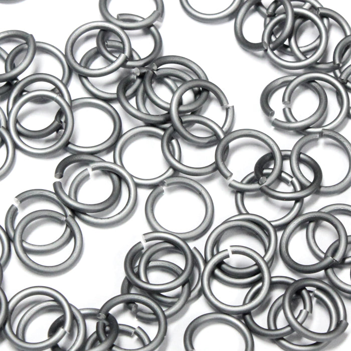 MATTE BLACK ICE 7mm 16 GA AWG Jump Rings / 5 Gram Pack (approx 70) / sawcut round open anodized aluminum