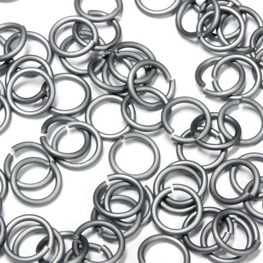 MATTE BLACK ICE 7mm 16 GA AWG Jump Rings / 5 Gram Pack (approx 70) / sawcut round open anodized aluminum