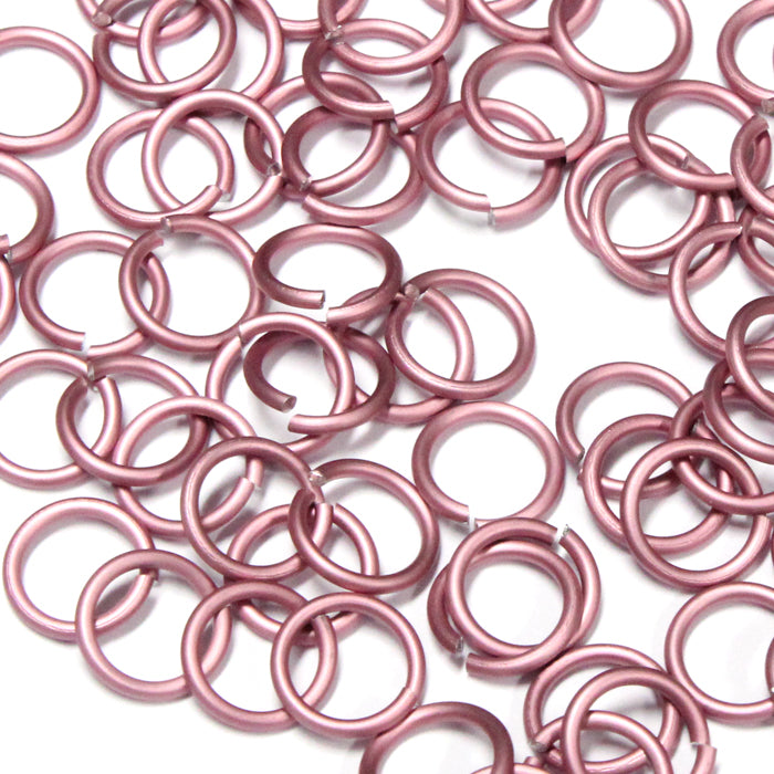 MATTE PINK 7mm 16 GA AWG Jump Rings / 5 Gram Pack (approx 70) / sawcut round open anodized aluminum