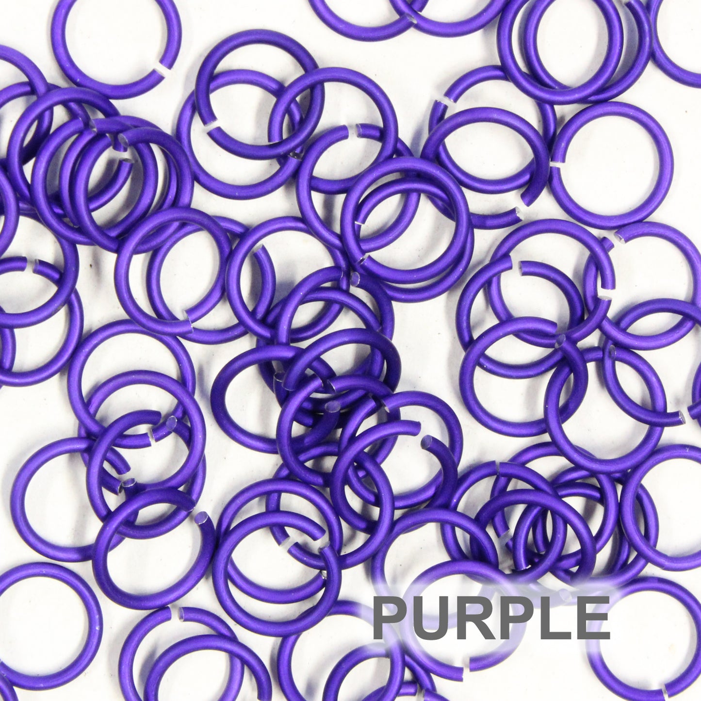 MATTE PURPLE 7mm 16 GA AWG Jump Rings / 5 Gram Pack (approx 70) / sawcut round open anodized aluminum