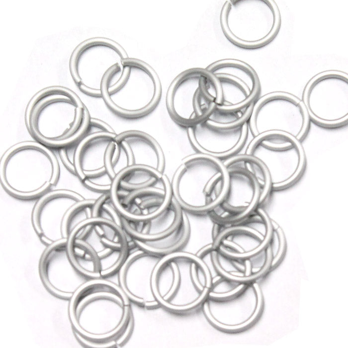 MATTE SILVER 7mm 16 GA AWG Jump Rings / sawcut round open anodized aluminum