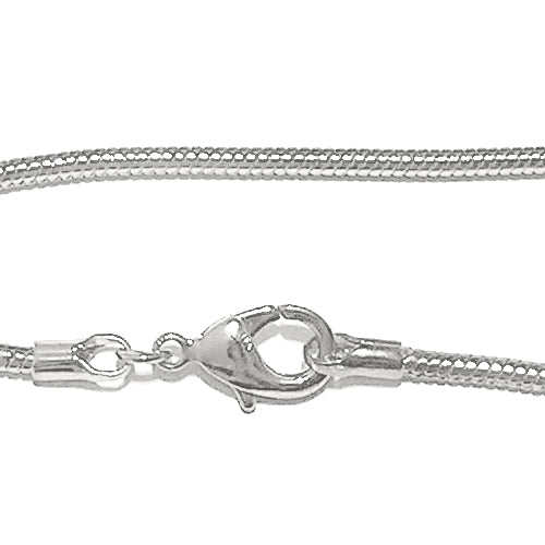 BRIGHT SILVER Snake Chain Bracelet / 7.5 Inch length by 2.5mm diameter chain / ready to wear with easy-to-use claw clasp