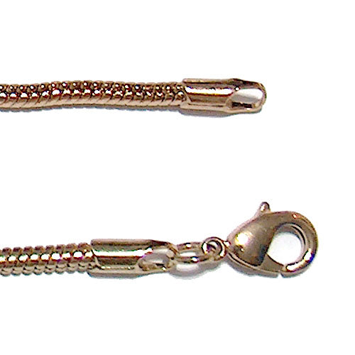 BRIGHT GOLD Snake Chain Necklace / 18 Inch length by 2.5mm diameter chain / ready to wear with easy-to-use claw clasp