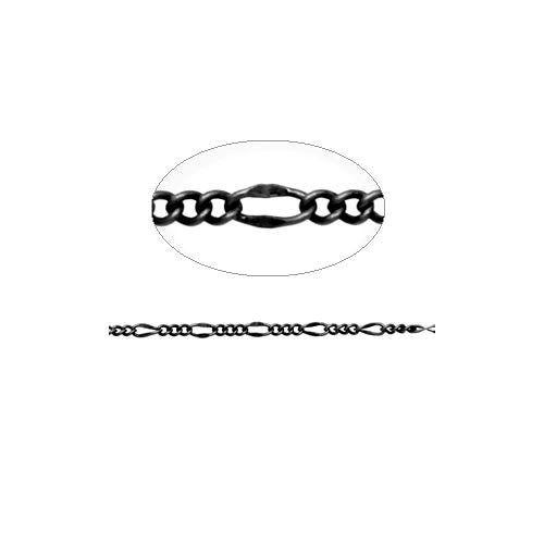 3-1 Figaro Chain Gunmetal / sold by the foot / 4.8mm long loop x 2.2mm small loop