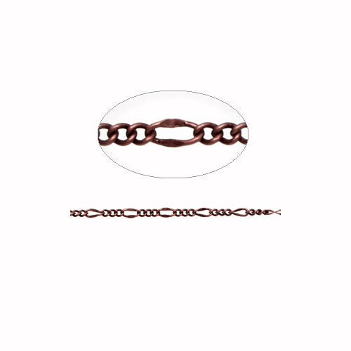 3-1 Figaro Chain Antiqued Copper / sold by the foot / 4.8mm long loop x 2.2mm small loop