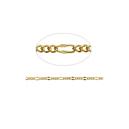 3-1 Figaro Chain Bright Gold / sold by the foot / 4.8mm long loop x 2.2mm small loop