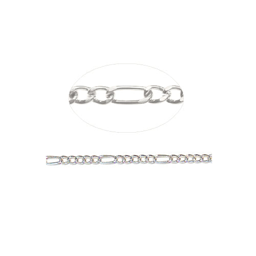 5-1 Figaro Chain Bright Silver / sold by the foot / 5.7mm long loop x 2.6mm small loop