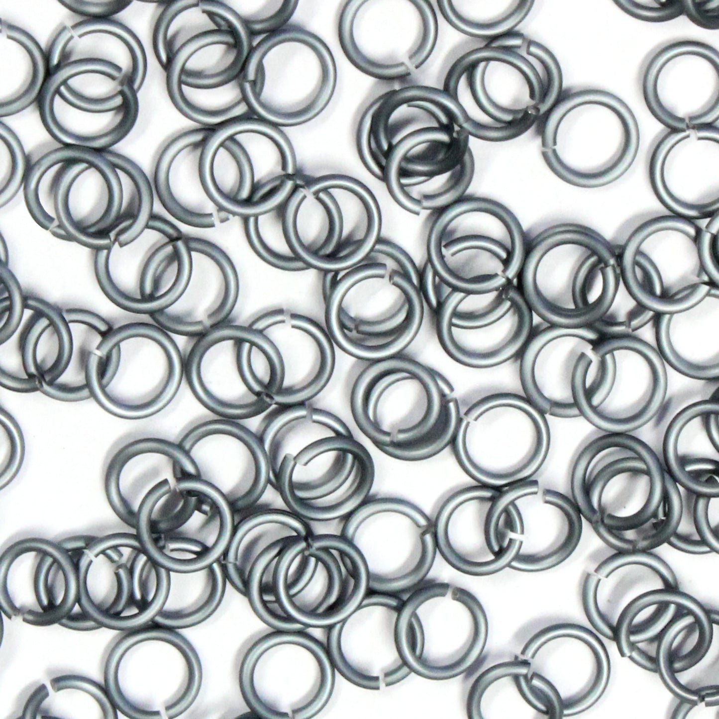MATTE BLACK ICE 4mm 18 GA AWG Jump Rings / 5 Gram Pack (approx 150) / sawcut round open anodized aluminum