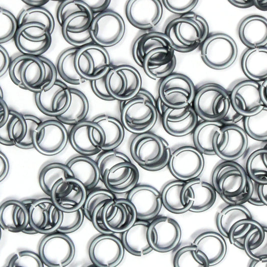 MATTE BLACK ICE 4mm 18 GA AWG Jump Rings / 5 Gram Pack (approx 150) / sawcut round open anodized aluminum