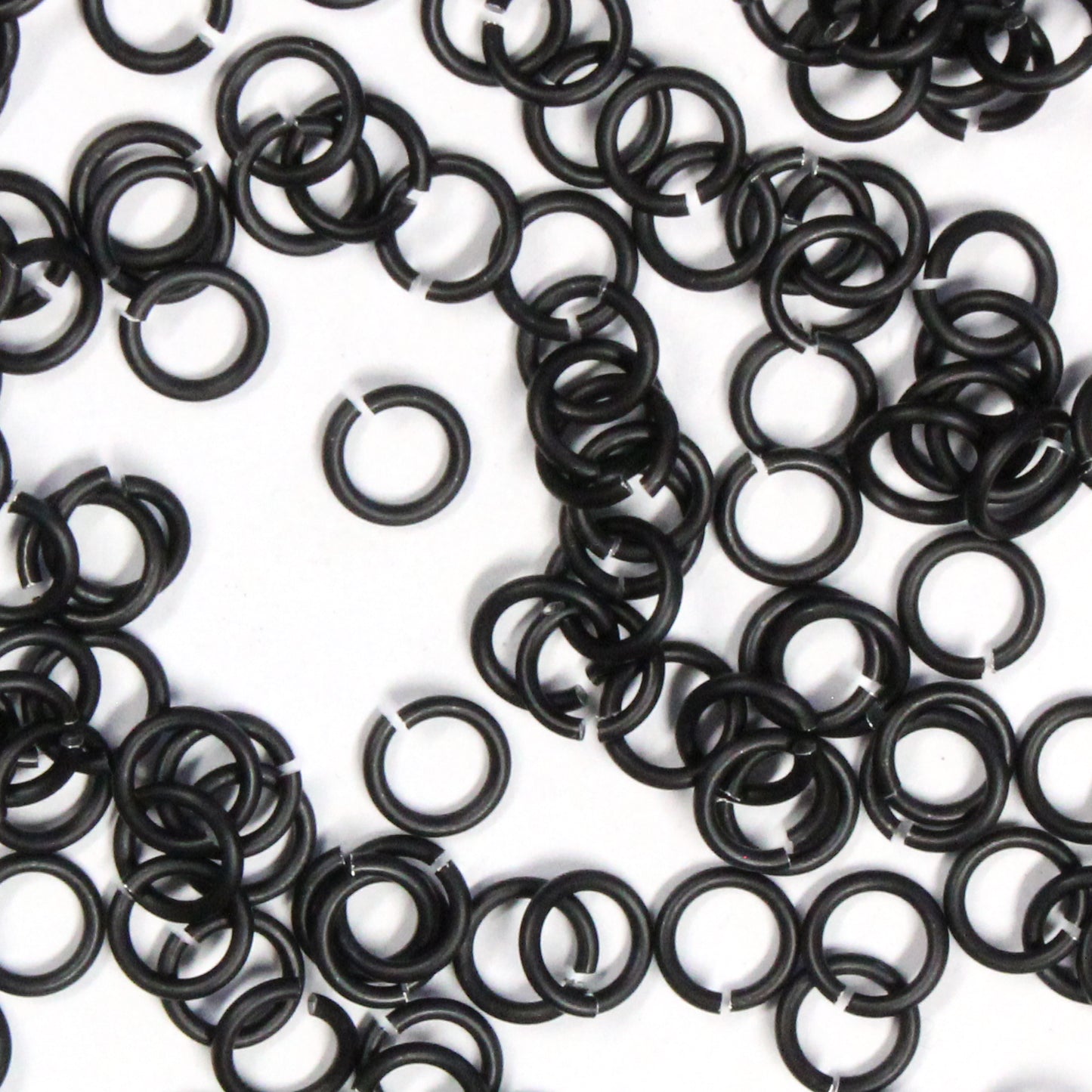 MATTE BLACK 4mm 18 GA AWG Jump Rings / 5 Gram Pack (approx 150) / sawcut round open anodized aluminum