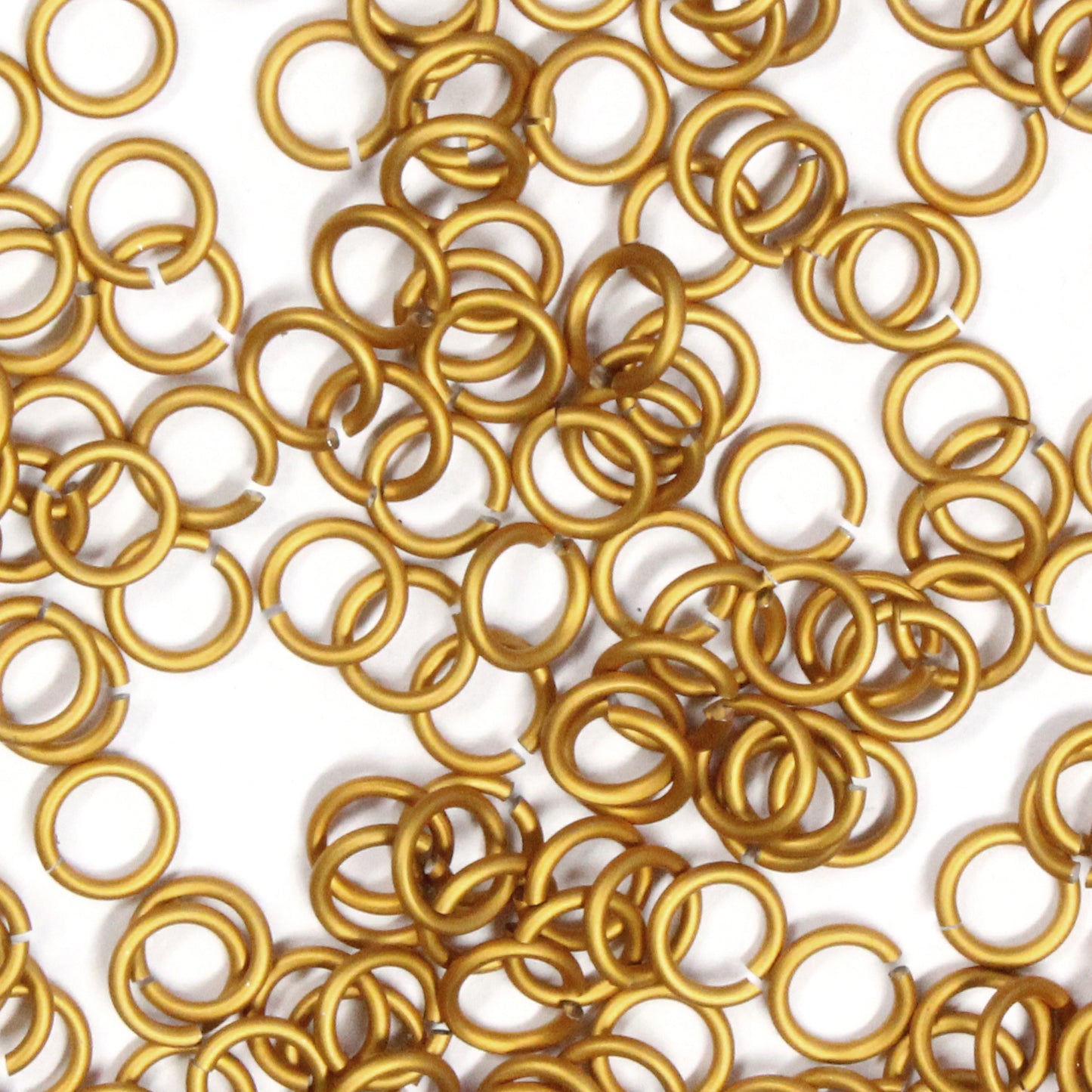 MATTE GOLD 4mm 18 GA AWG Jump Rings / 5 Gram Pack (approx 150) / sawcut round open anodized aluminum
