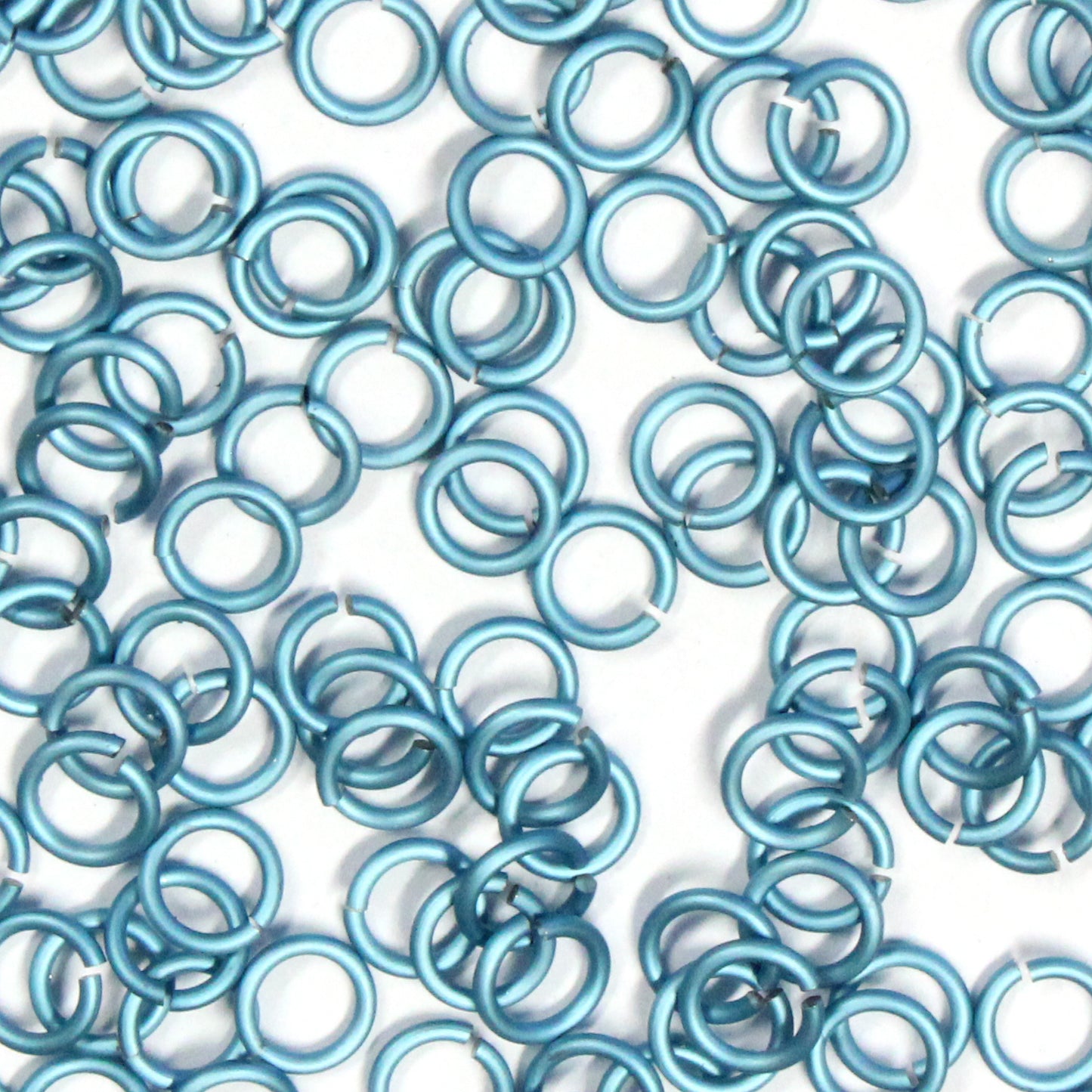 MATTE SKY BLUE 4mm 18 GA AWG Jump Rings / 5 Gram Pack (approx 150) / sawcut round open anodized aluminum