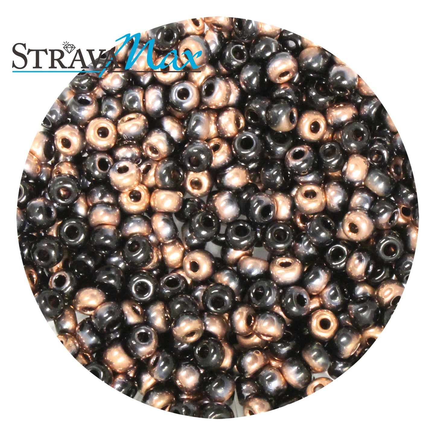 6/0 Black Capri Gold Half Coat Seed Beads / sold in 1 ounce packs / Preciosa Czech Glass