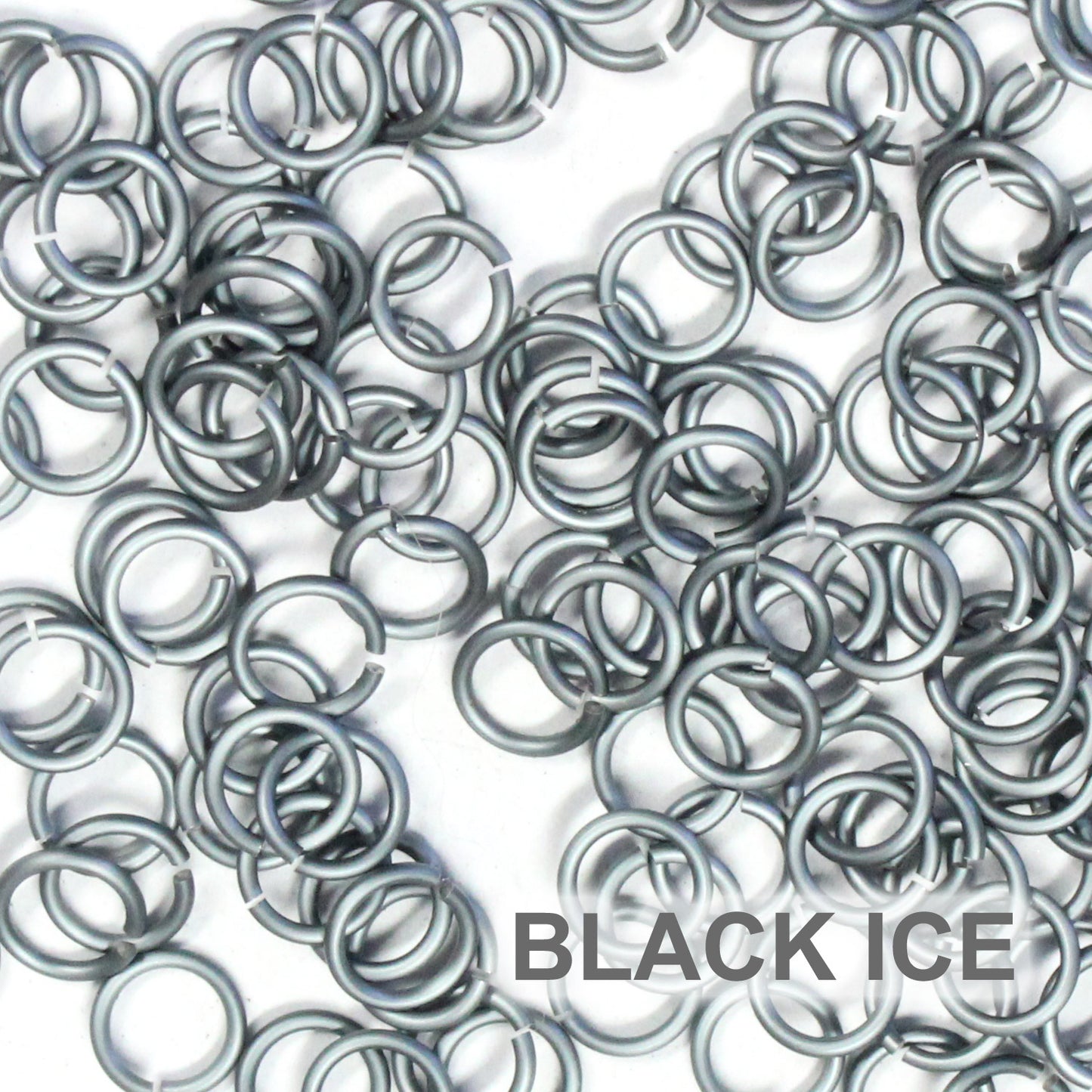 MATTE BLACK ICE 5mm 18 GA Jump Rings / 5 Gram Pack (approx 130) / sawcut round open anodized aluminum