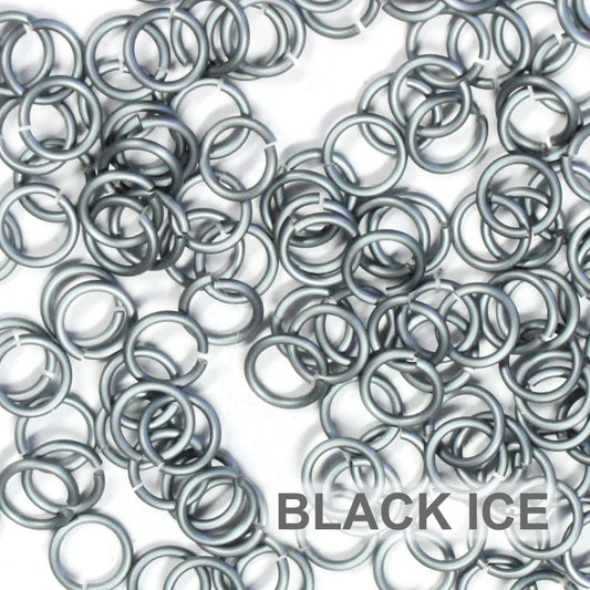 MATTE BLACK ICE 5mm 18 GA Jump Rings / 5 Gram Pack (approx 130) / sawcut round open anodized aluminum