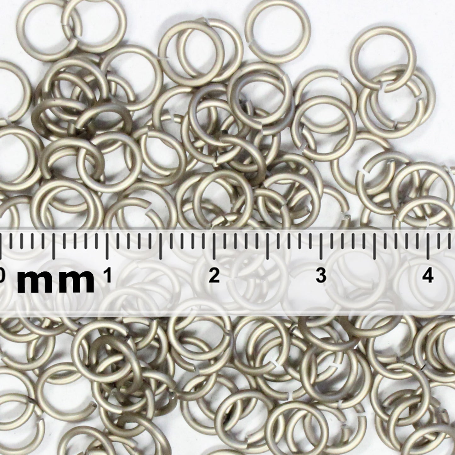 MATTE CHAMPAGNE 5mm 18 GA Jump Rings / 5 Gram Pack (approx 130) / sawcut round open anodized aluminum