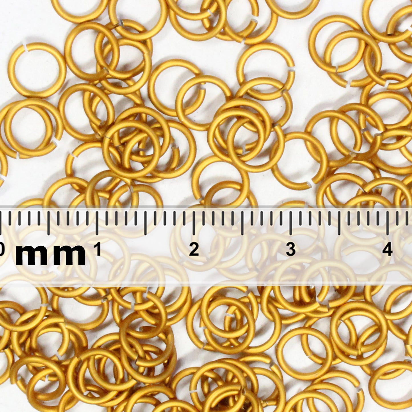MATTE GOLD 5mm 18 GA Jump Rings / 5 Gram Pack (approx 130) / sawcut round open anodized aluminum