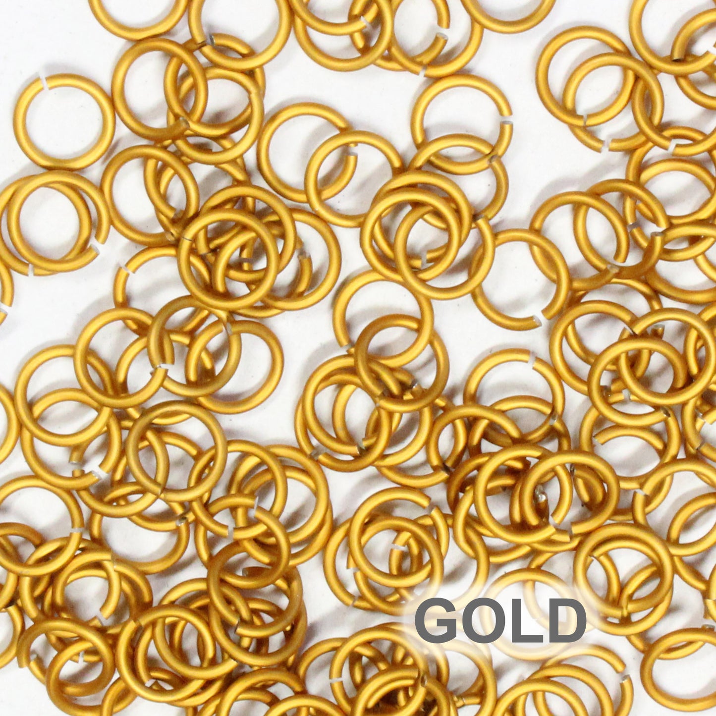 MATTE GOLD 5mm 18 GA Jump Rings / 5 Gram Pack (approx 130) / sawcut round open anodized aluminum