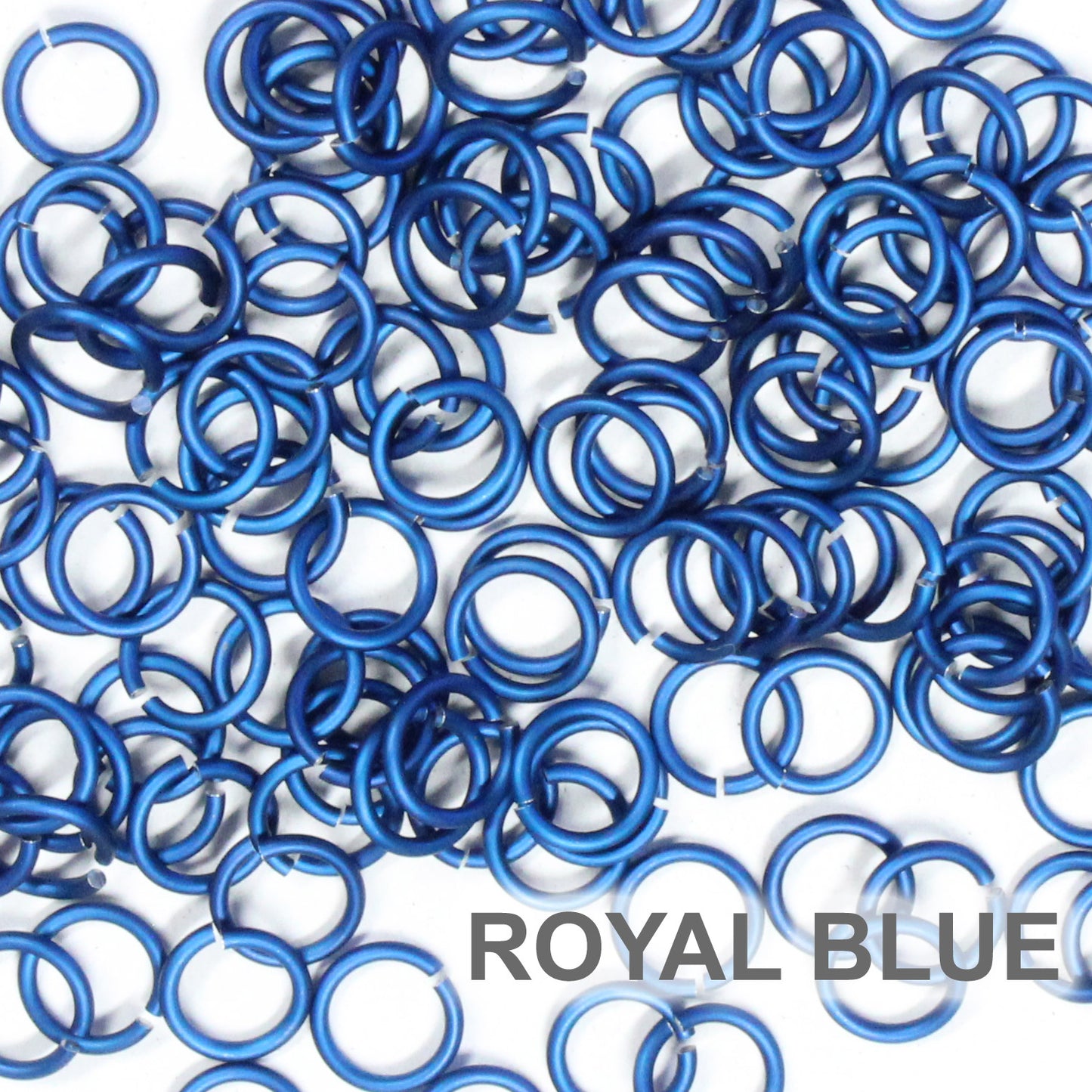 MATTE ROYAL BLUE 5mm 18 GA Jump Rings / 5 Gram Pack (approx 130) / sawcut round open anodized aluminum