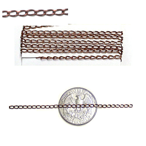 Antiqued Copper Curb Chain / sold by the foot / 3 x 2mm loop / copper jewelry chain with antiqued finish
