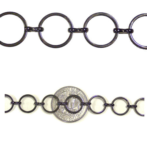 12mm Gunmetal Ring Chain / sold by the foot / home decor or jewelry chain / round black gun metal finish chain