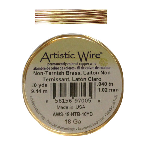 YELLOW BRASS 18 Gauge Round Wire / 10 Yard Roll / Artistic Wire