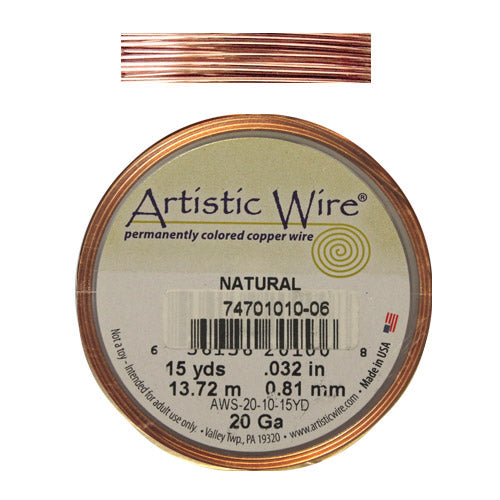 NATURAL COPPER 20 Gauge Round Wire / 15 Yard Roll / Artistic Wire