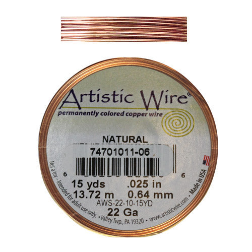 NATURAL COPPER 22 Gauge Round Wire / 15 Yard Roll / Artistic Wire