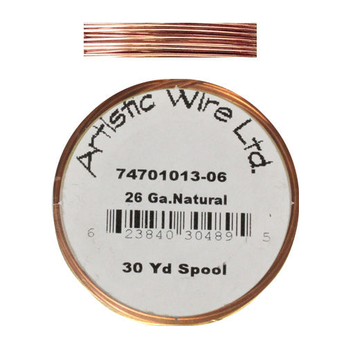 NATURAL COPPER 26 Gauge Round Wire / 30 Yard Roll / Artistic Wire