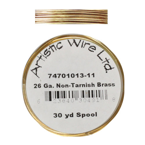 YELLOW BRASS 26 Gauge Round Wire / 30 Yard Roll / Artistic Wire
