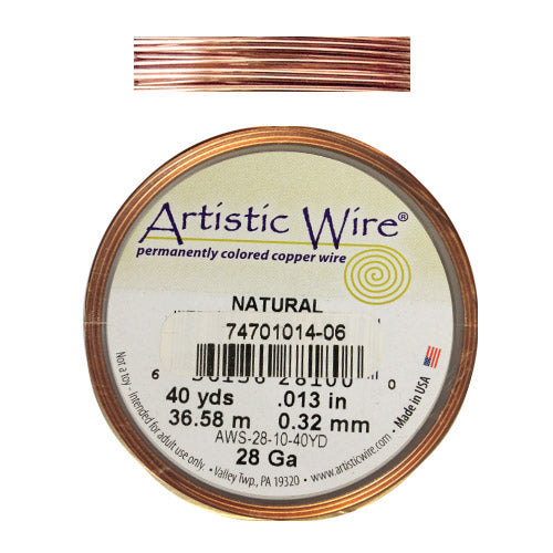 NATURAL COPPER 28 Gauge Round Wire / 40 Yard Roll / Artistic Wire