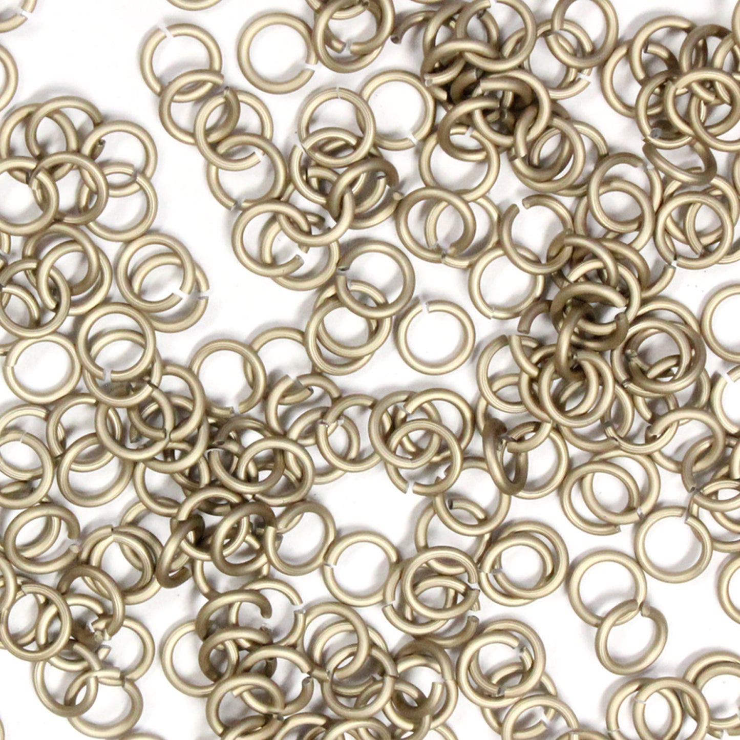 MATTE CHAMPAGNE 3.4mm 20 GA Jump Rings / 5 Gram Pack (approx 275) / sawcut round open anodized aluminum