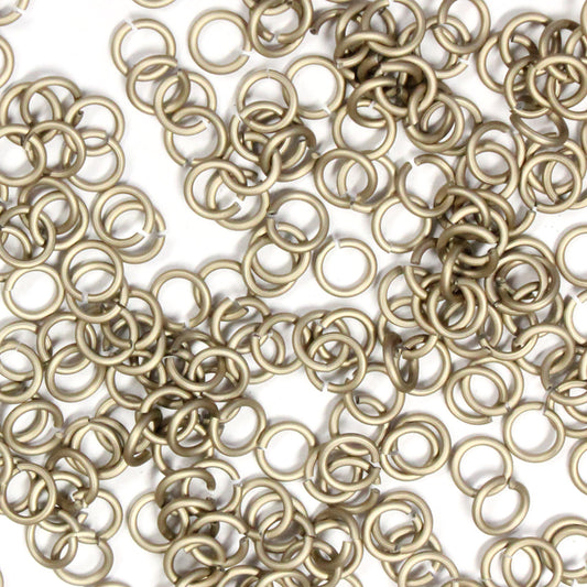 MATTE CHAMPAGNE 3.4mm 20 GA Jump Rings / 5 Gram Pack (approx 275) / sawcut round open anodized aluminum