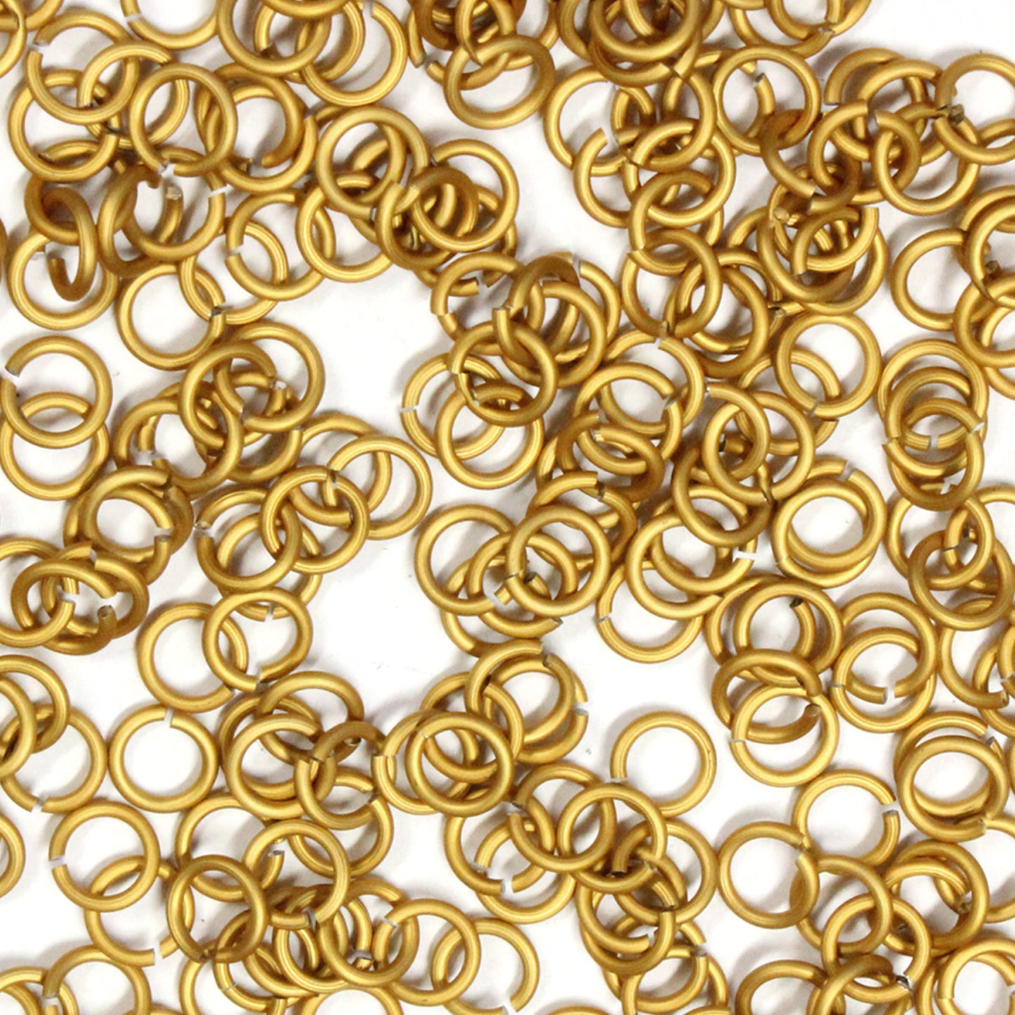 MATTE GOLD 3.4mm 20 GA Jump Rings / 5 Gram Pack (approx 275) / sawcut round open anodized aluminum