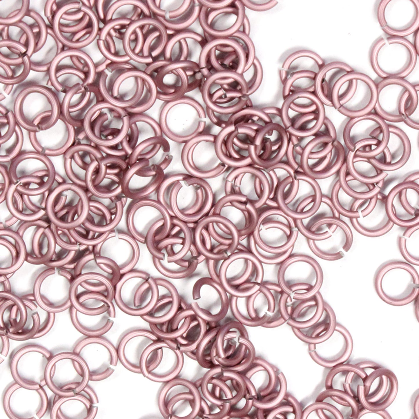 MATTE PINK 3.4mm 20 GA Jump Rings / 5 Gram Pack (approx 275) / sawcut round open anodized aluminum