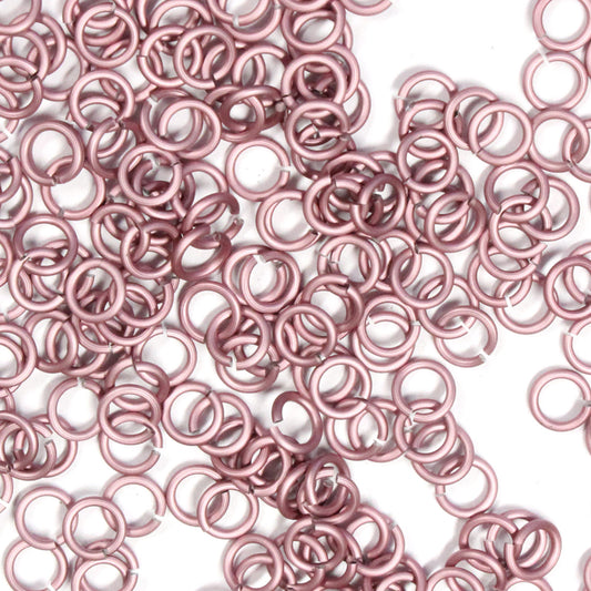 MATTE PINK 3.4mm 20 GA Jump Rings / 5 Gram Pack (approx 275) / sawcut round open anodized aluminum