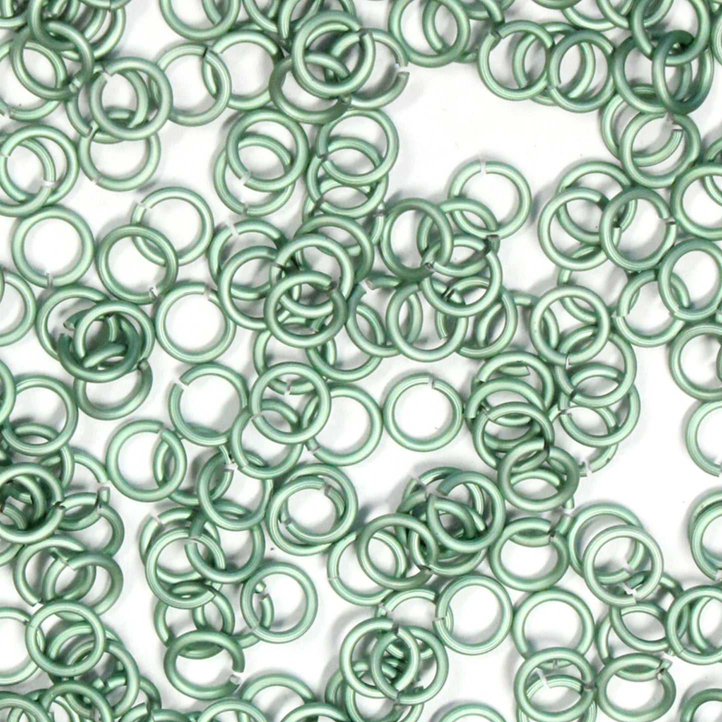 MATTE SEAFOAM GREEN 3.4mm 20 GA Jump Rings / 5 Gram Pack (approx 275) / sawcut round open anodized aluminum