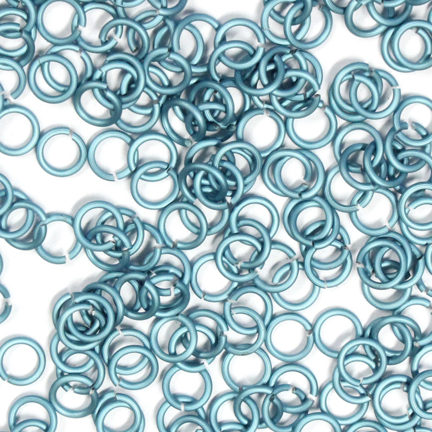 MATTE SKY BLUE 3.4mm 20 GA Jump Rings / 5 Gram Pack (approx 275) / sawcut round open anodized aluminum