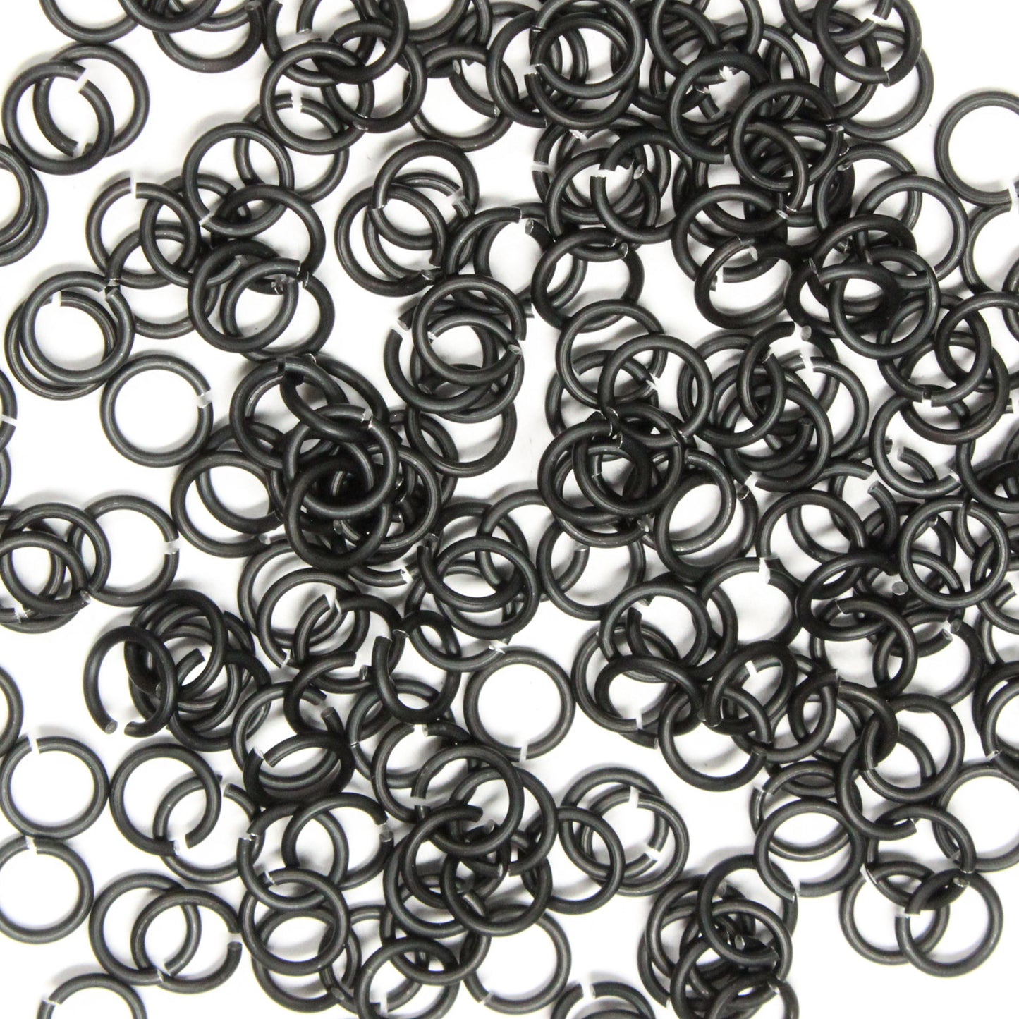 MATTE BLACK 4mm 20 GA Jump Rings / 5 Gram Pack (approx 240) / sawcut round open anodized aluminum