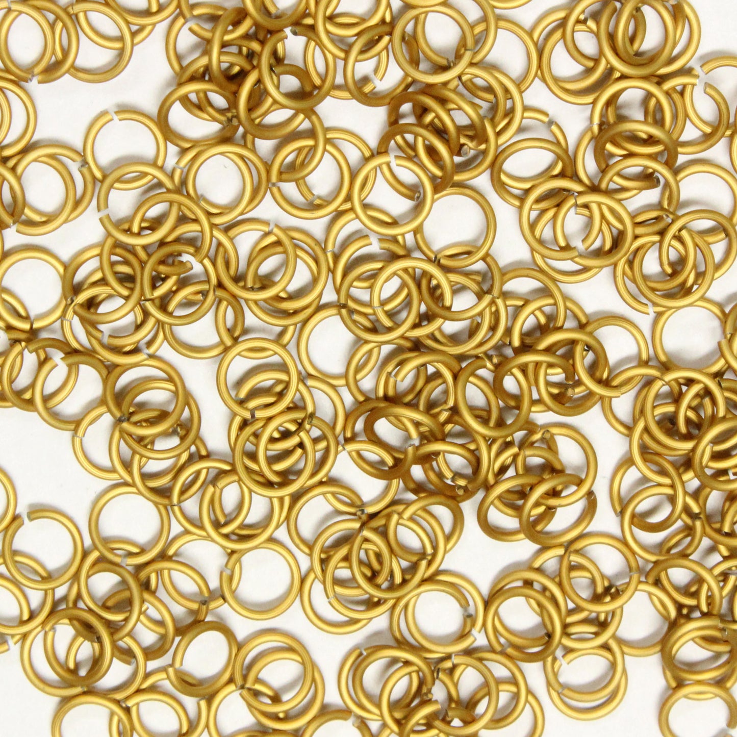 MATTE GOLD 4mm 20 GA Jump Rings / 5 Gram Pack (approx 240) / sawcut round open anodized aluminum