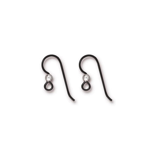 Black Niobium Hook Earwires with 3mm SS ball / sold by the pair / open loop for adding charms or pendants