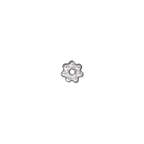 TierraCast 5mm Beaded Daisy Spacer Bead / pewter with a bright silver finish / 93-0421-11